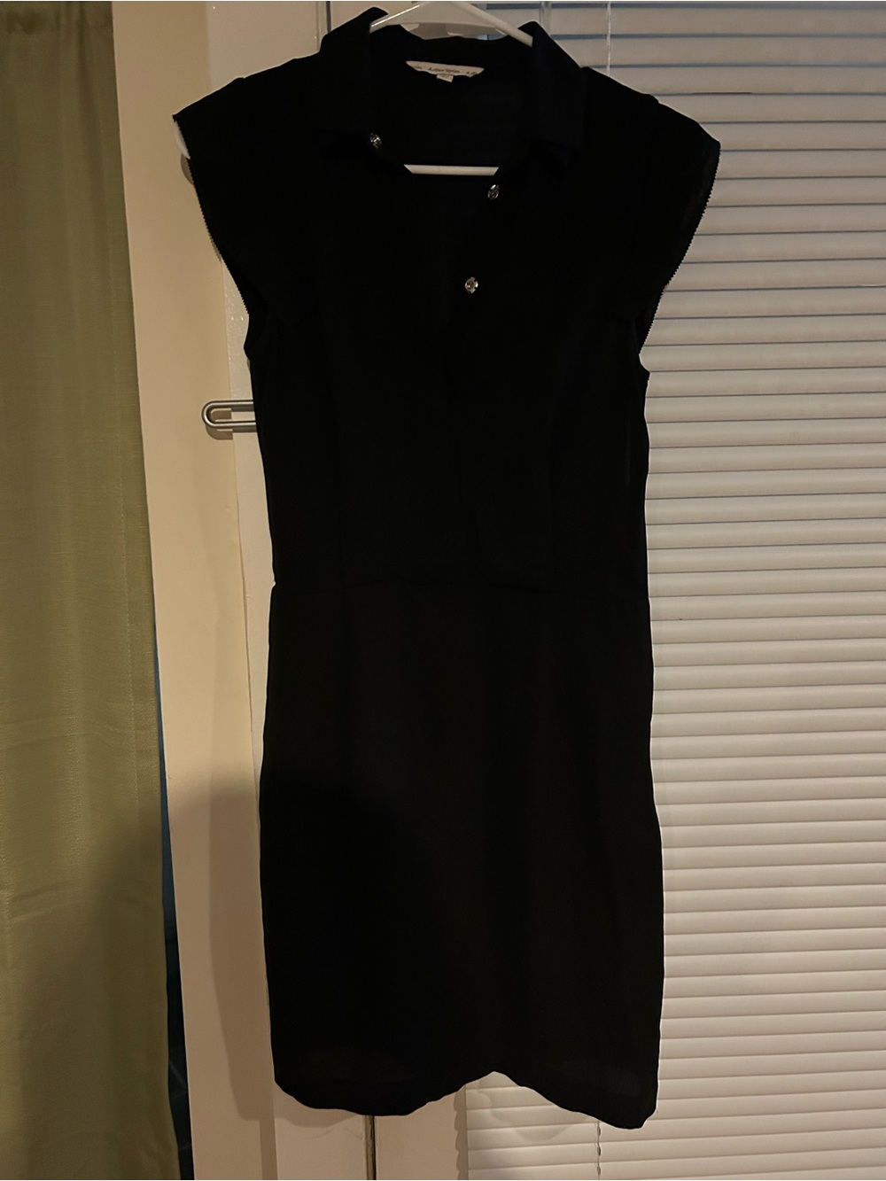 & Other Stories Black Cap-Sleeve Collared Mini Dress